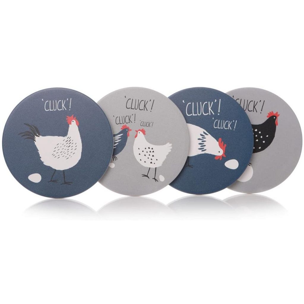 43159_Hen Chicken Grey Set of 4 Coasters