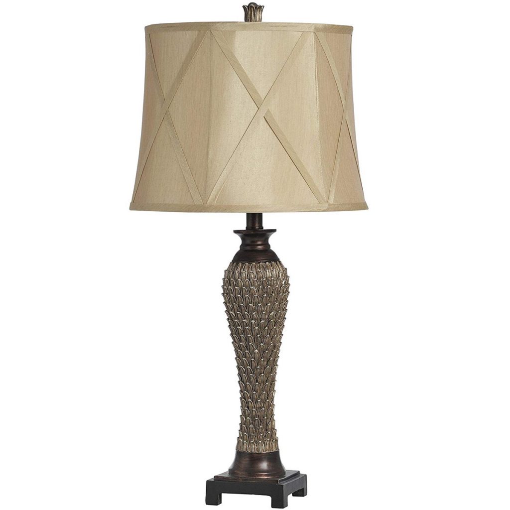 8906 Antique Gold Bronze Carved Table Lamp