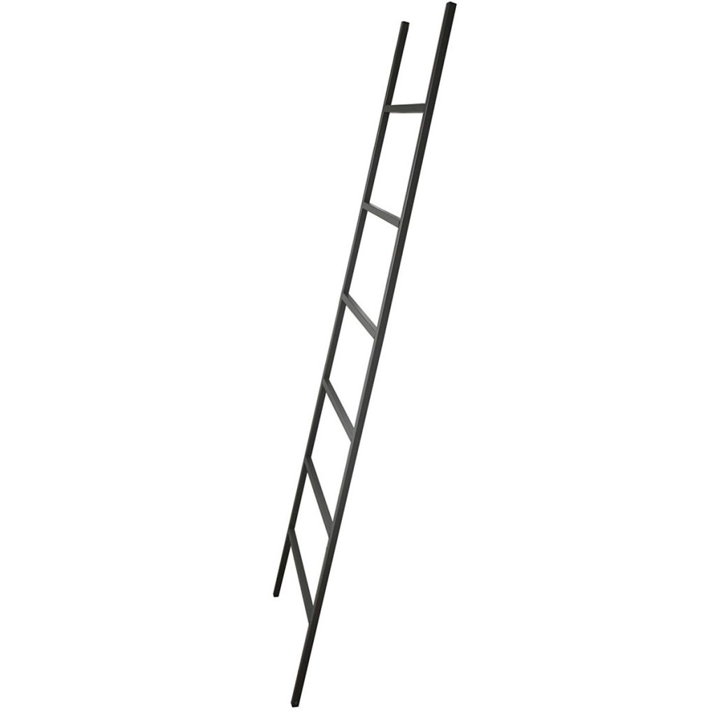 BS012_1 Tall Grey Leaning Towel Holder Ladder