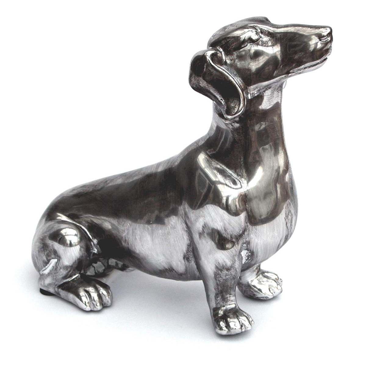 Antique Silver Sitting Dachshund Dog Ornament Interior Flair