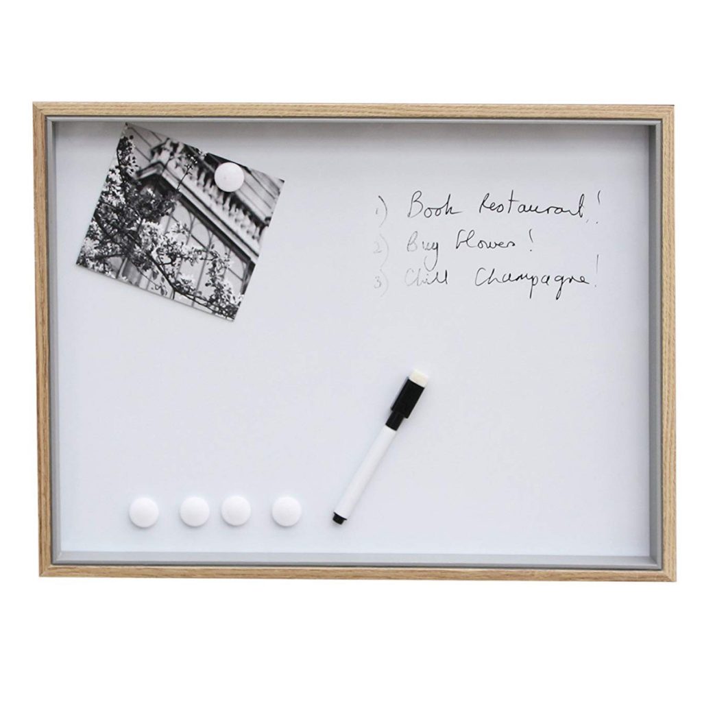 MP184_1 Wooden White Magnetic Notice Board