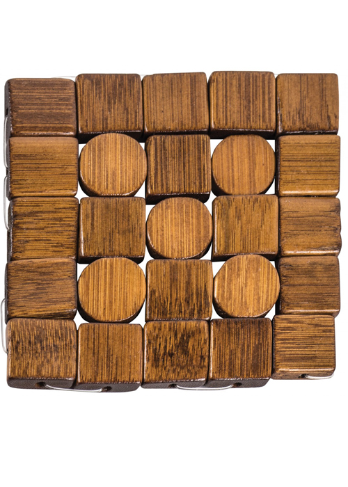 PFI004__Circles Squares Wood Brown Coasters