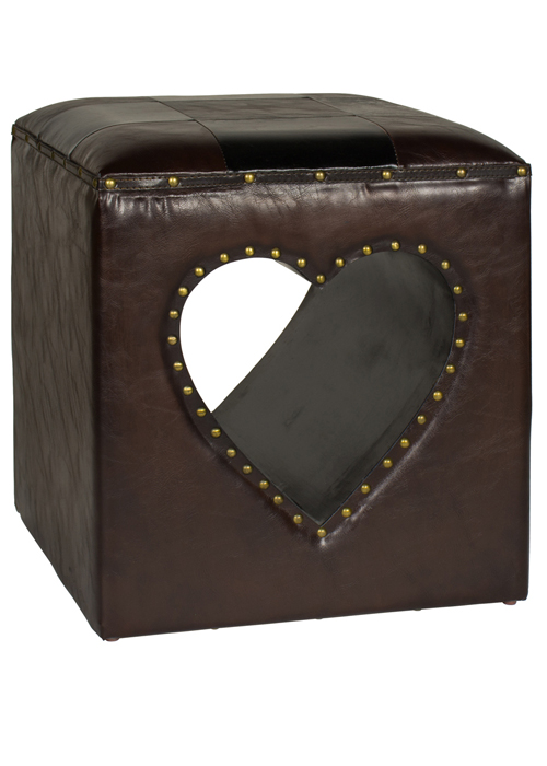 PFJ158_Love Heart Cut Out Brown Stool