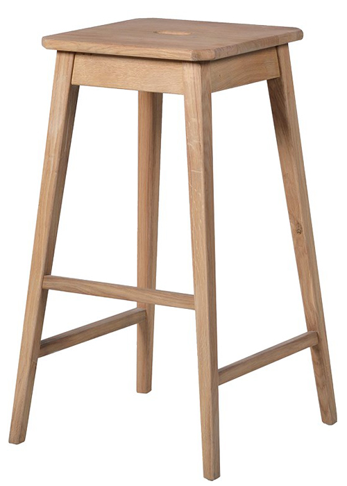 Square Oak Wooden Breakfast Bar Stool