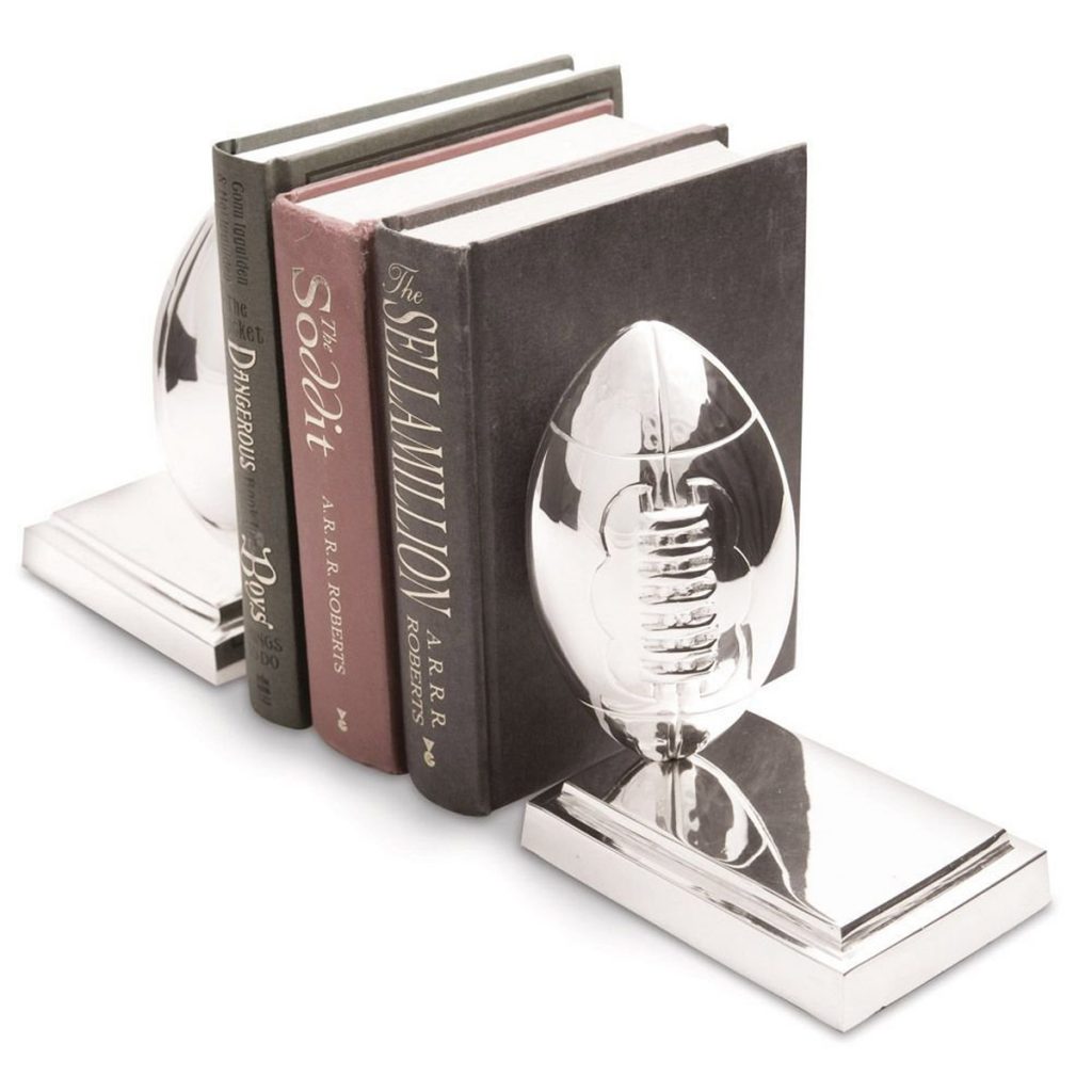 gn-be-rugby Rugby Ball Silver Metal Bookends