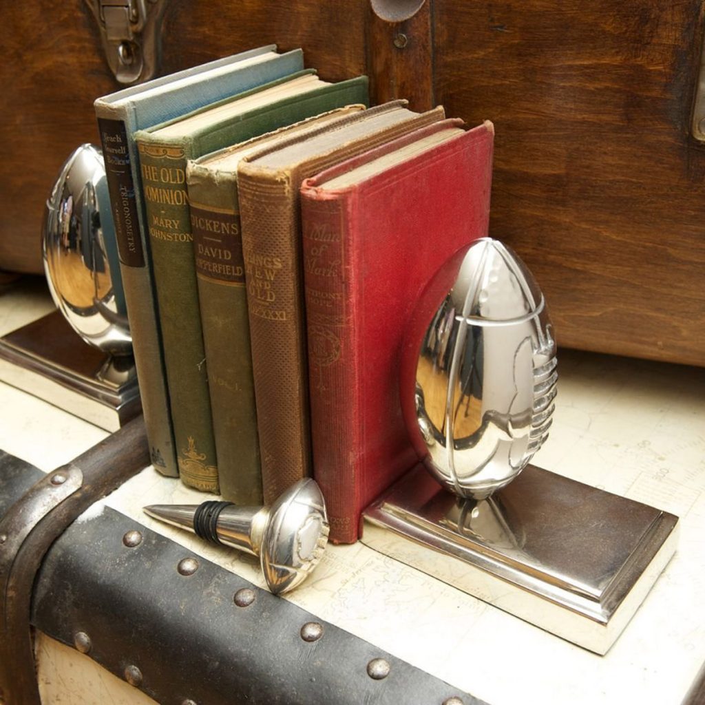 gn-be-rugby_1 Rugby Ball Silver Metal Bookends