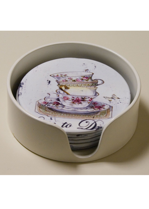 pfj406-set_Vintage Style Tea Cup White Pink Coasters