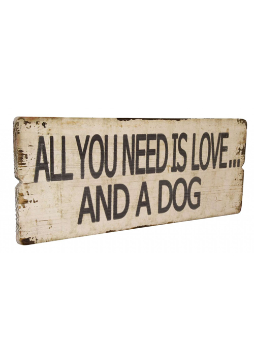 pgo027-angled_Vintage Style Love Dog Wood Wall Plaque