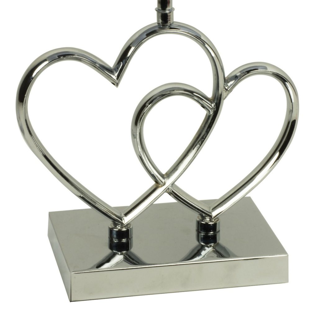 2 Hearts Silver Chrome Table Lamp c