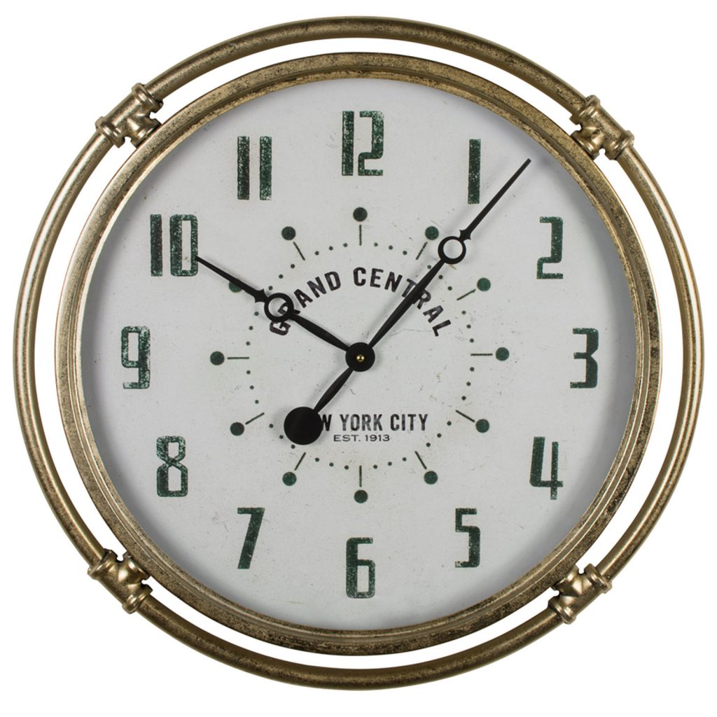 Antiqued Gold Grand Central Wall Clock