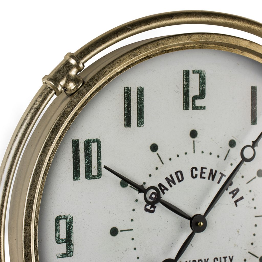 Antiqued Gold Grand Central Wall Clock a