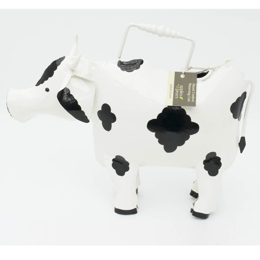 Black White Cow Metal Watering Can a