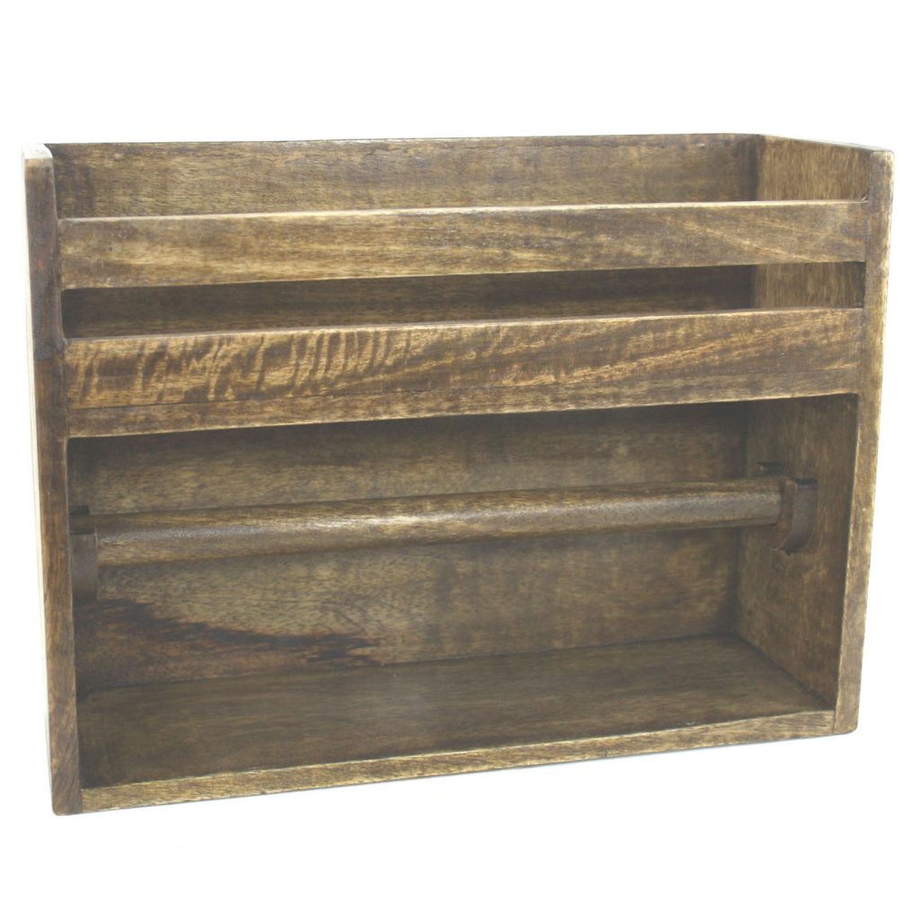 FA020 Rustic Brown Wooden Kitchen Storage Shelf