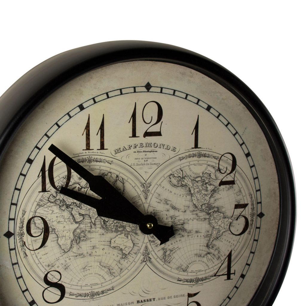 French Antique Style World Map Wall Clock a