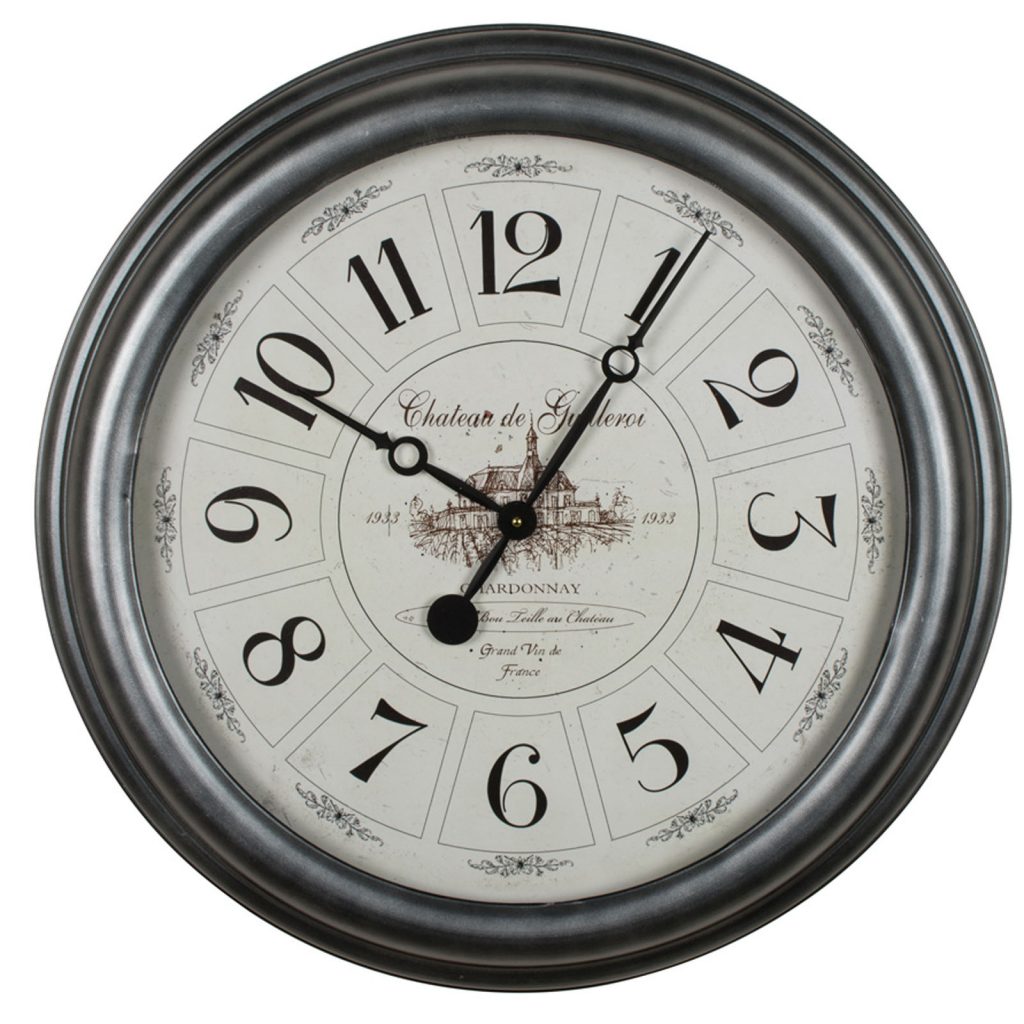 French Vintage Style Gunmetal Grey Clock a