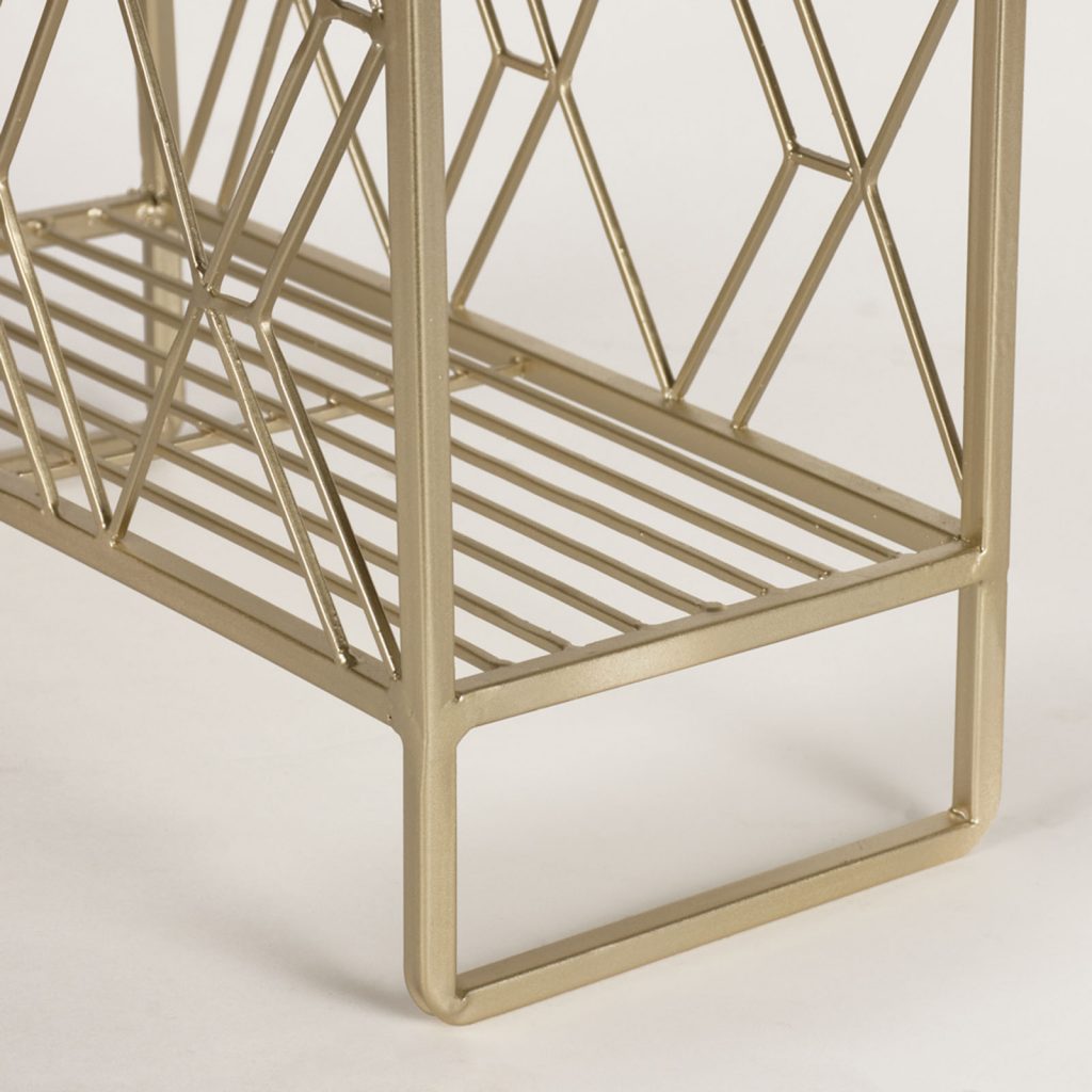 Geometric Gold Metal Newspaper Magazine Rack