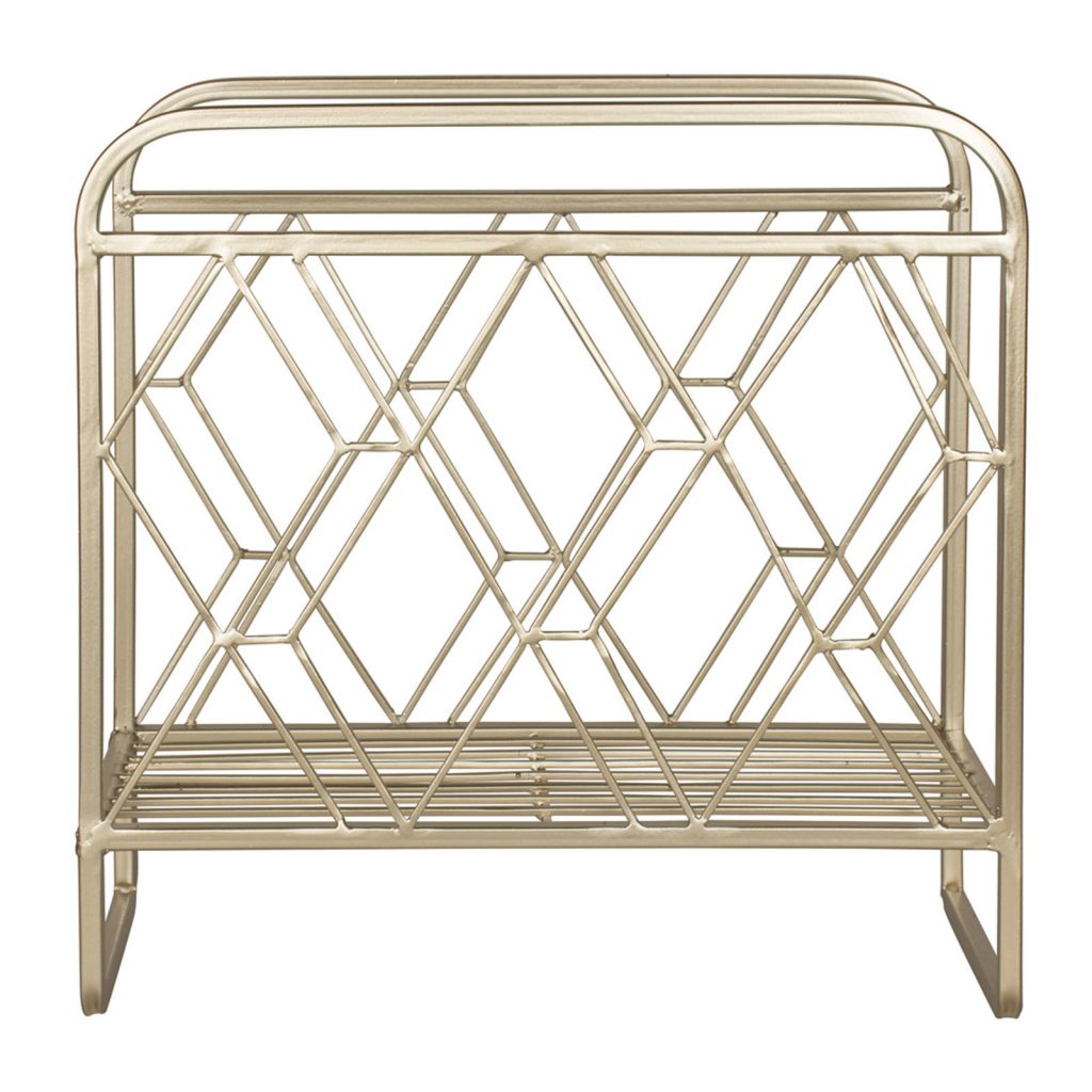 Geometric Gold Metal Newspaper Magazine Rack b