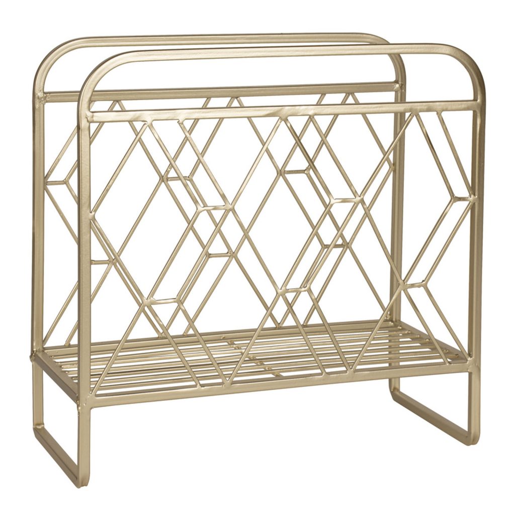 Geometric Gold Metal Newspaper Magazine Rack c