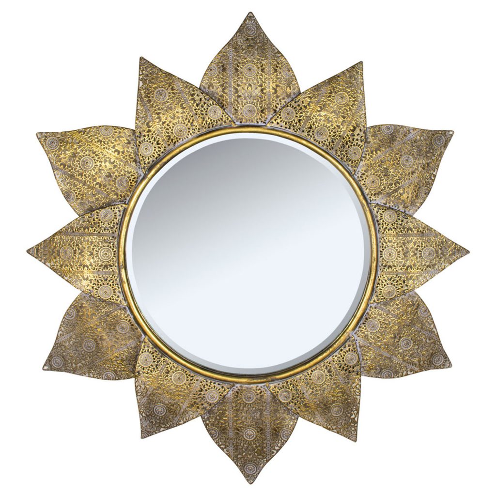 Large Antiqued Gold Floral Wall Mirror