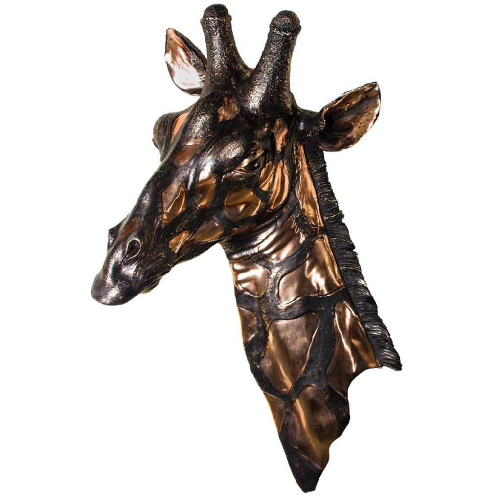 Large Bronze Giraffe Head Wall Decoration