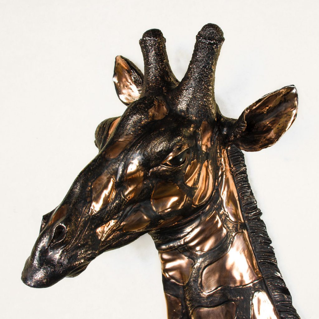 Large Bronze Giraffe Head Wall Decoration a