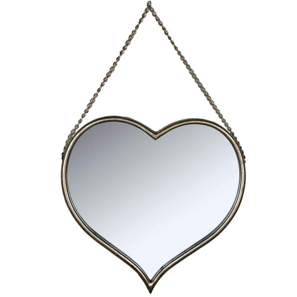 Love Heart Silver Grey Wall Mirror