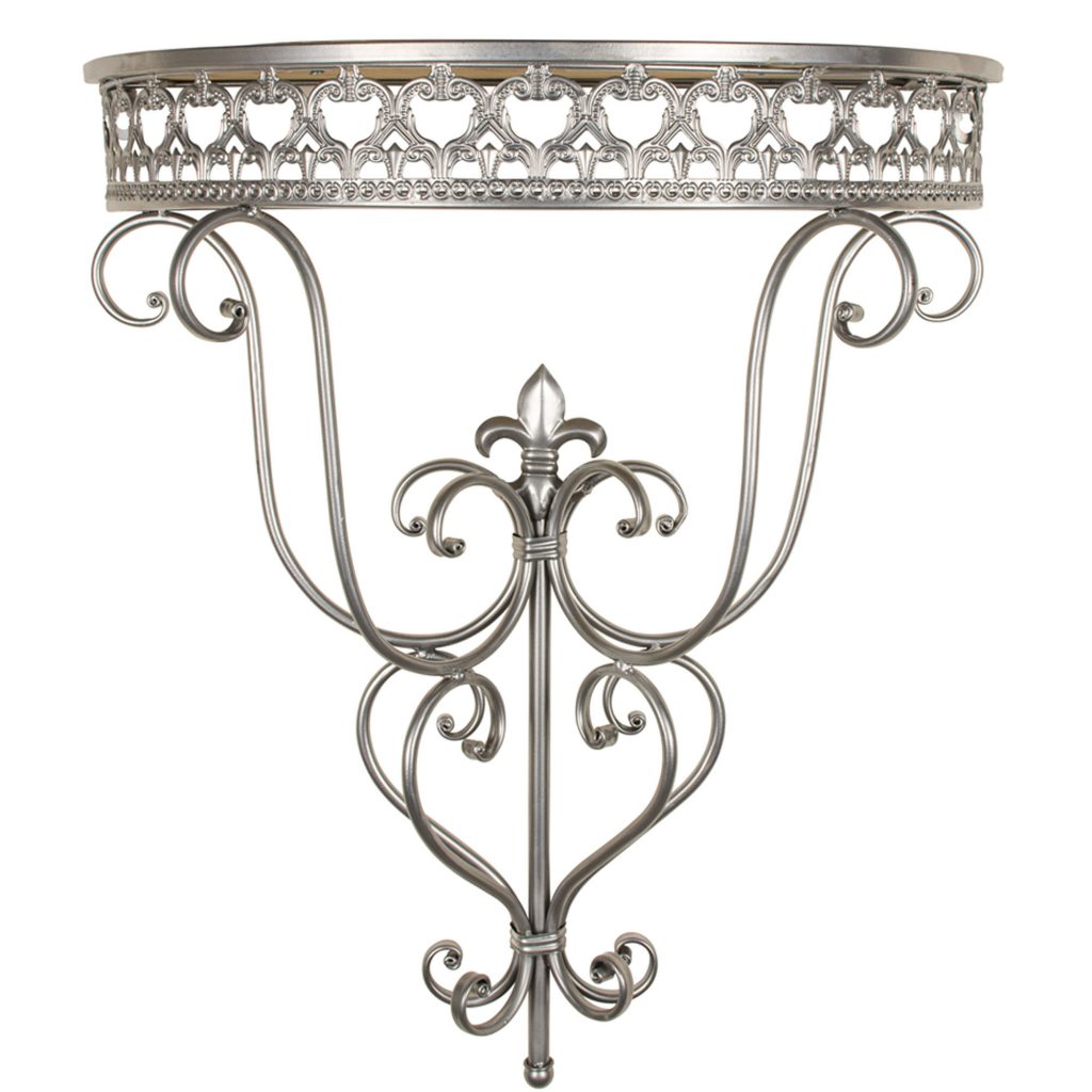 Ornate Vintage Style Silver Wall Sconce Shelf b