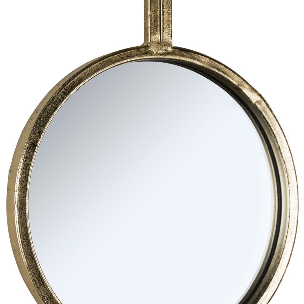 Set of 4 Antiqued Gold Round Mirrors