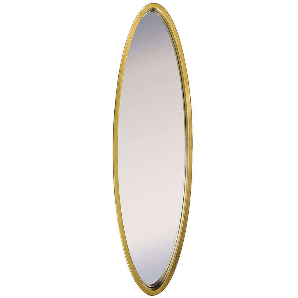 Tall Slim Gold Oval Wall Mirror