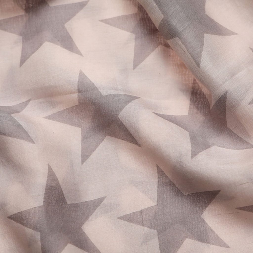 48237_1 Pale Grey Cream Ivory Star Fashion Scarf