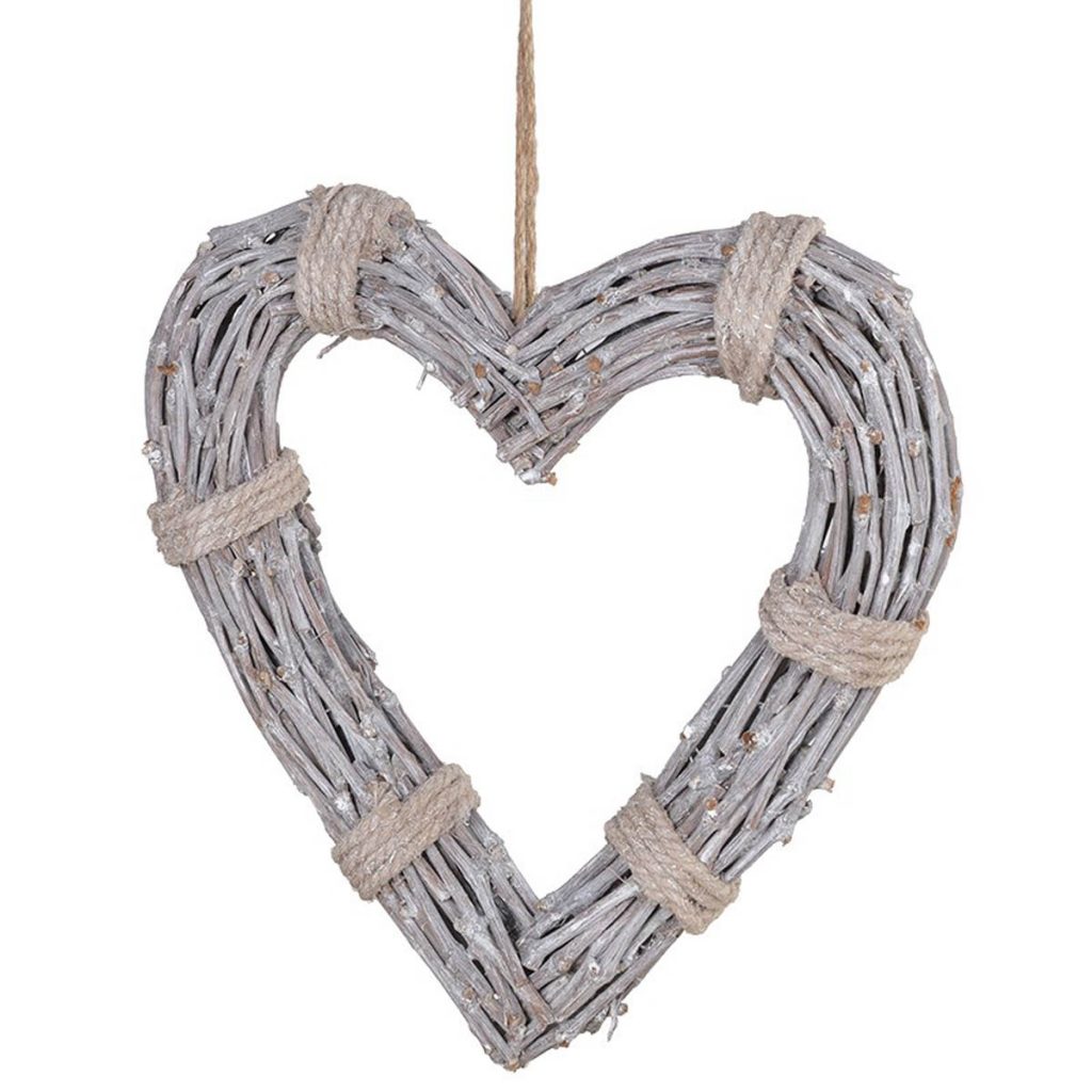 LLH019 Distressed White Brown Heart Wall Decoration