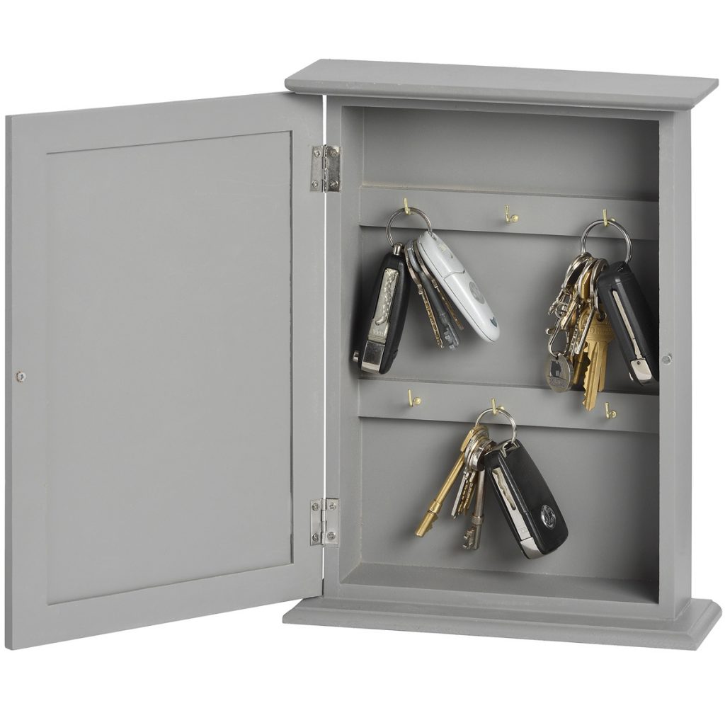 15691-a Grey Mounted Wall Cabinet with Hooks