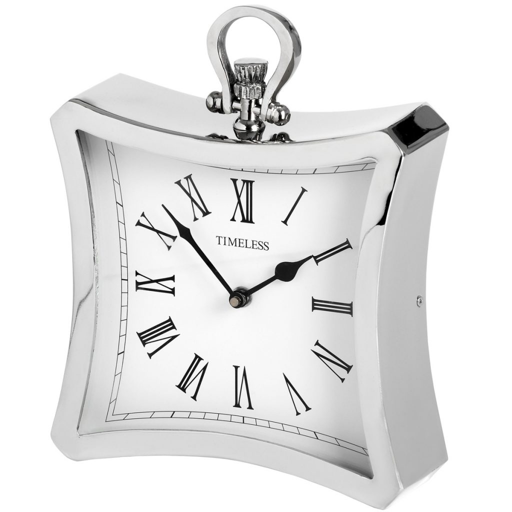 17280 Timeless Pocket Watch Style Silver Mantel Clock