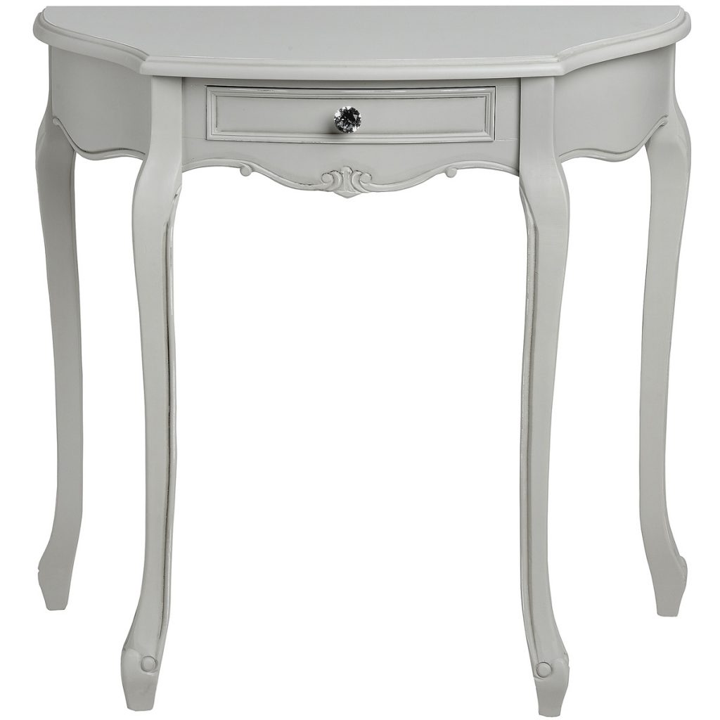 17298 Antique Grey Half Moon Console Table