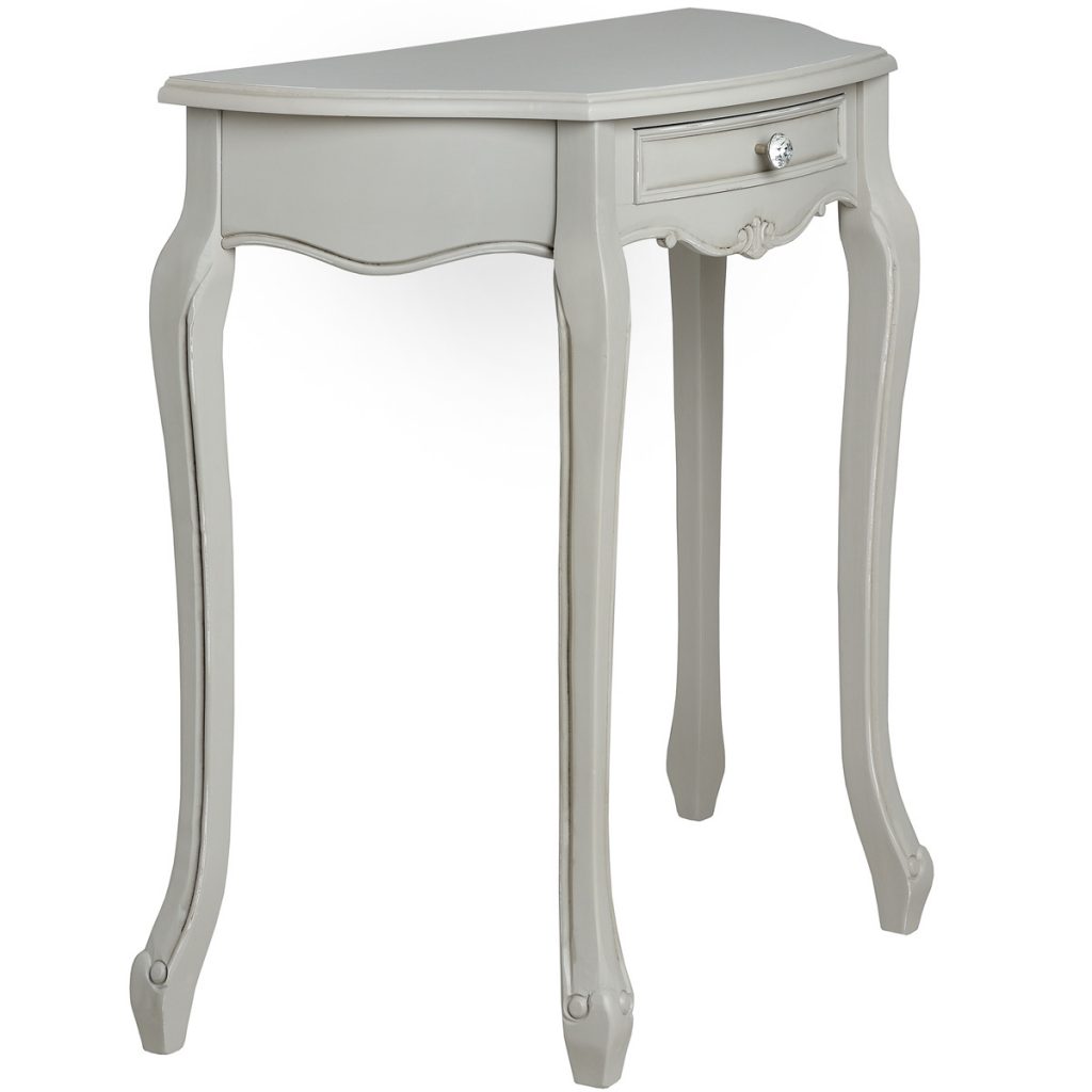 17298-a Antique Grey Half Moon Console Table