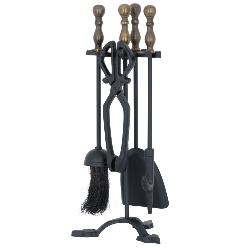 19102 Antique Style Black Fireside Companion Set