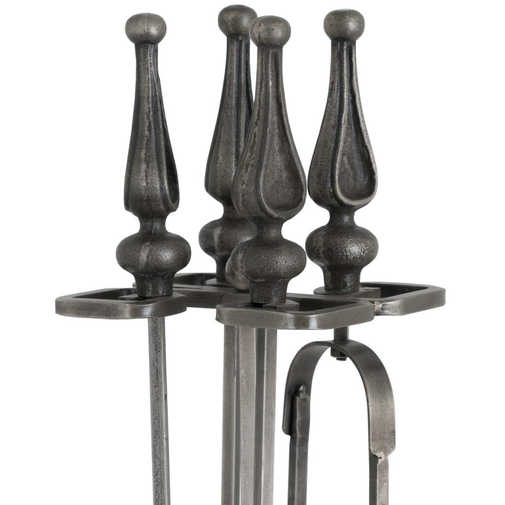 19149-a Antique Pewter Grey Fireside Companion Set