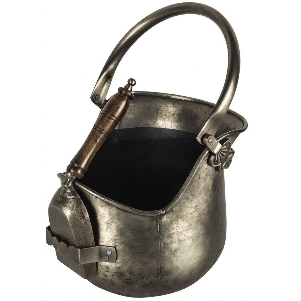 QPR029_Antique Style Pewter Grey Coal Scuttle