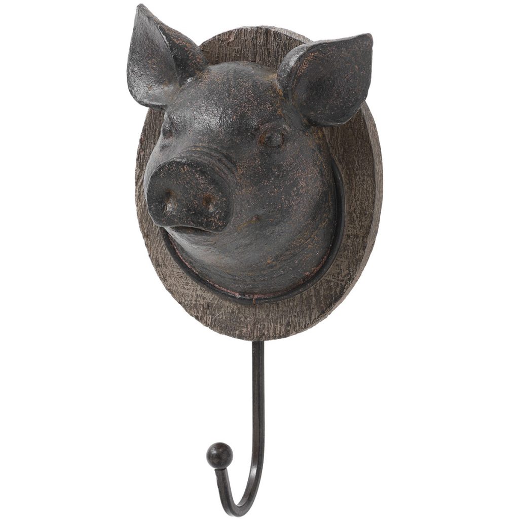 16549 Country Style Pigs Head Brown Hook