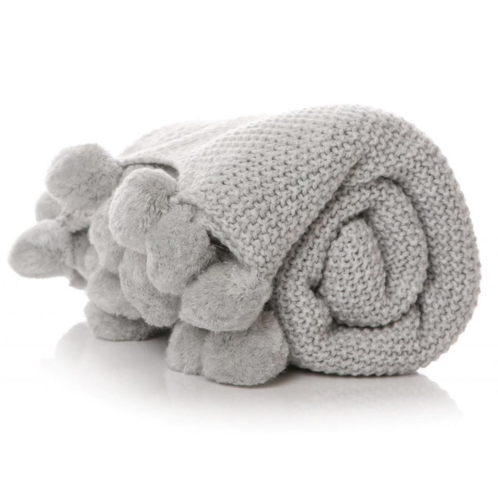 47963_Contemporary Pom Pom Soft Grey Throw Blanket