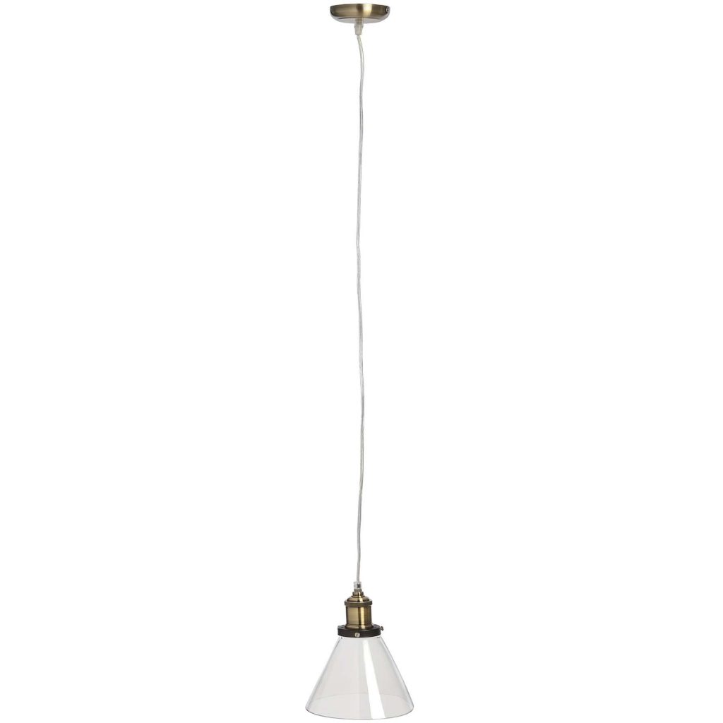 16883-b Vintage Brass Glass Pendant Ceiling Light