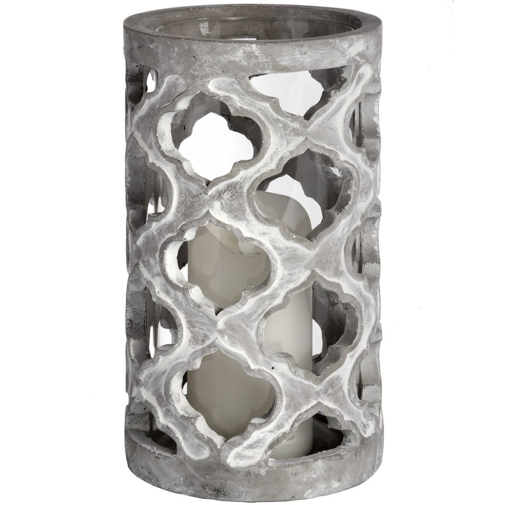 18524 Tall Grey Stone Cylinder Candle Holder