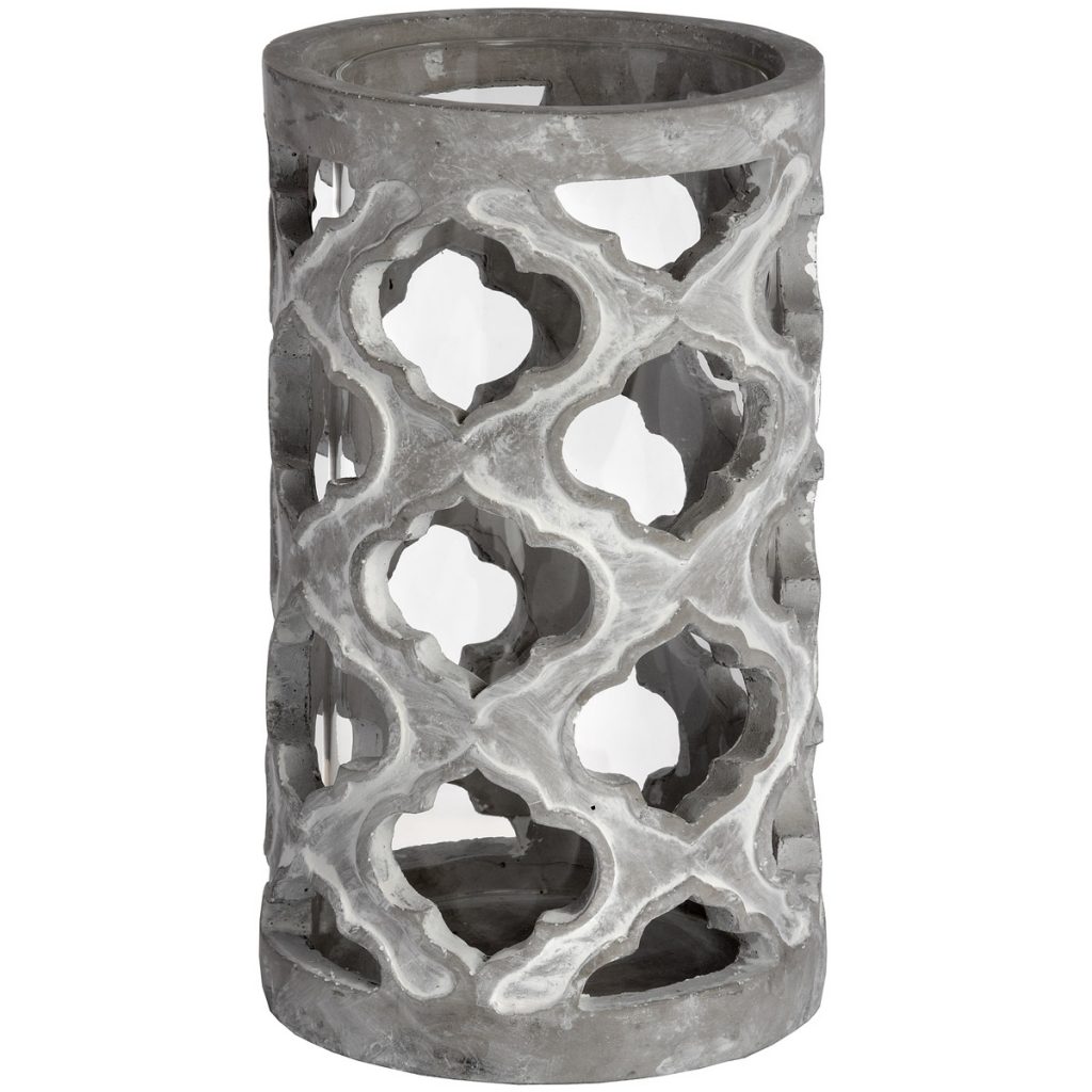 18524-b Tall Grey Stone Cylinder Candle Holder