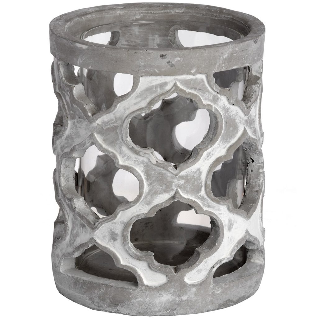 18525-b Grey Stone Indoor Outdoor Candle Holder