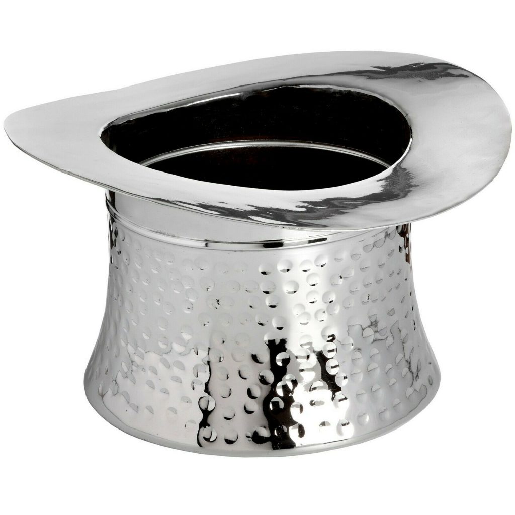 18606 a Top Hat Polished Metal Wine Cooler