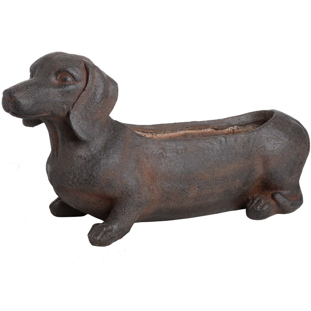 18671-a Large Rustic Sausage Dog Brown Planter