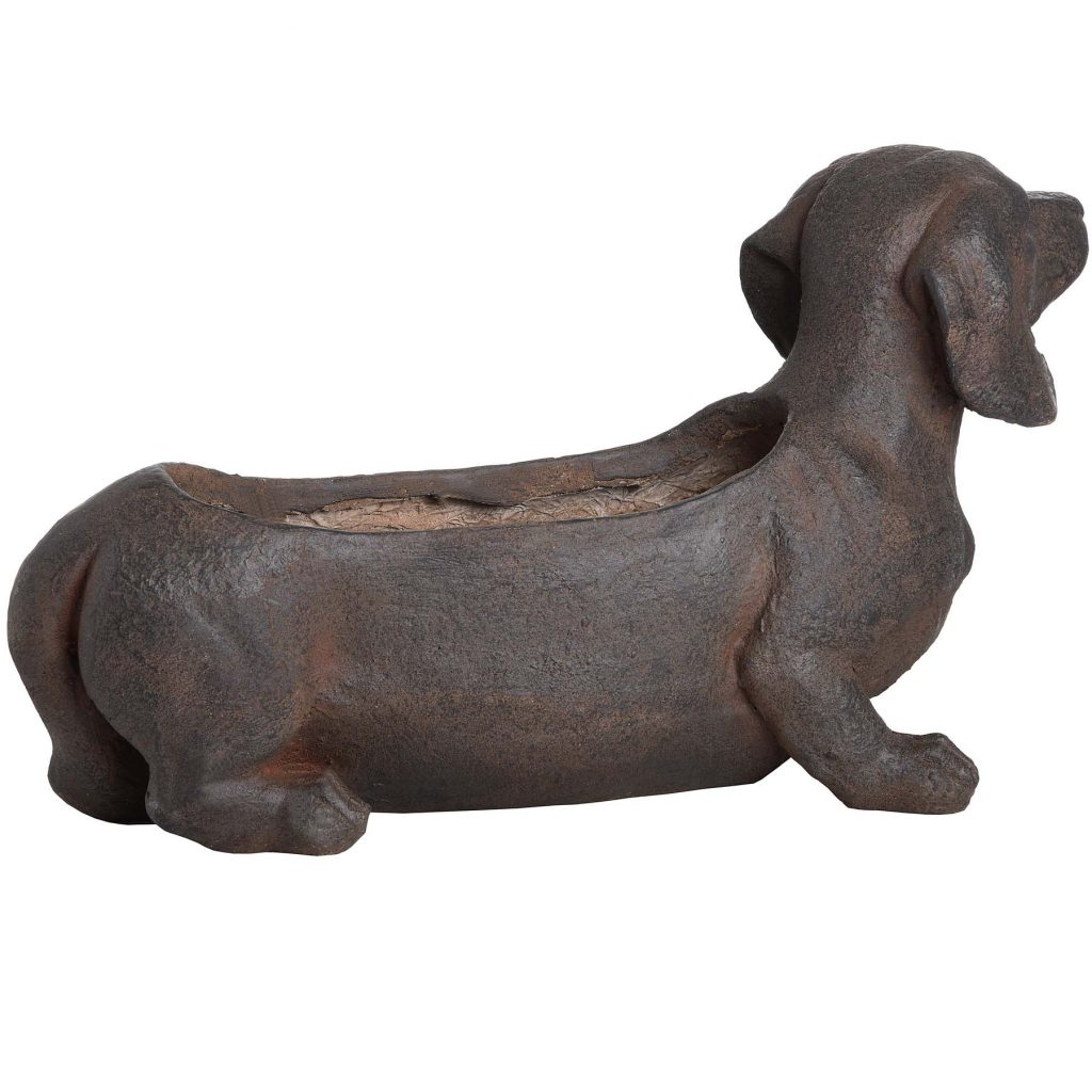 18671-c Large Rustic Sausage Dog Brown Planter