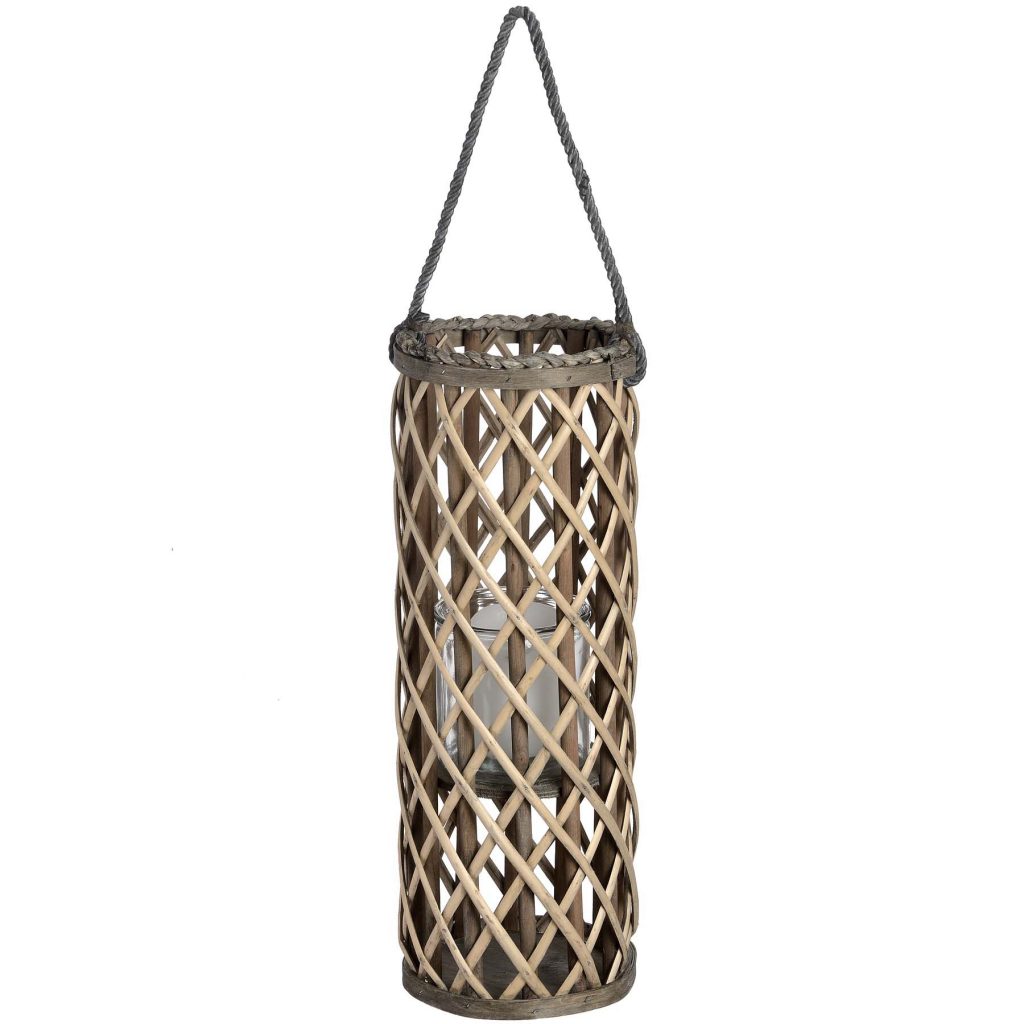 Wicker Cylinder Rope Candle Lantern - Interior Flair