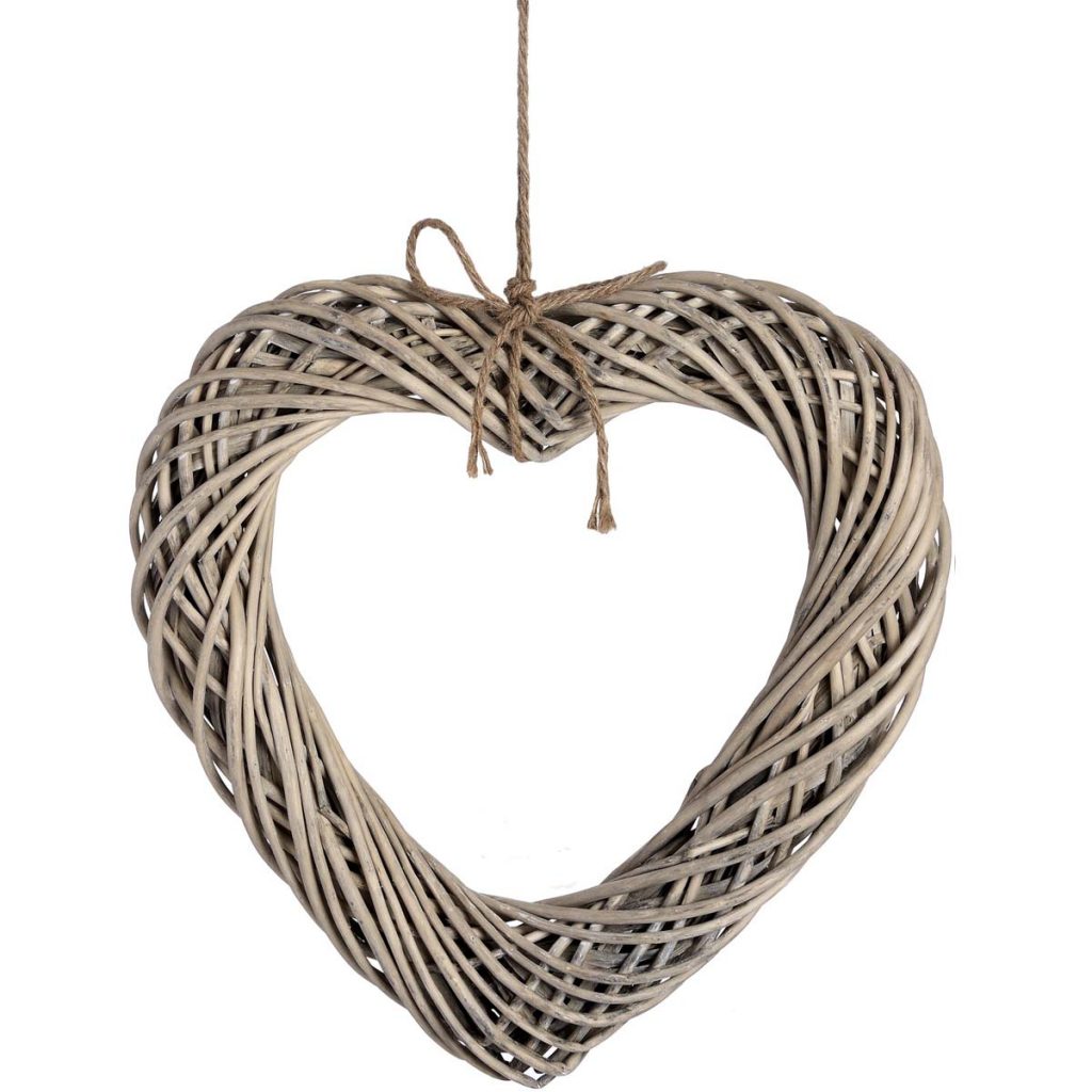 18733 Love Heart Wicker Wood Wall Decoration