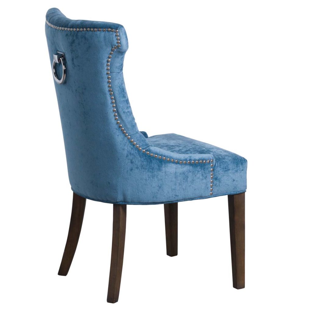 19076-a Teal Blue Cocktail Wing Dining Chair